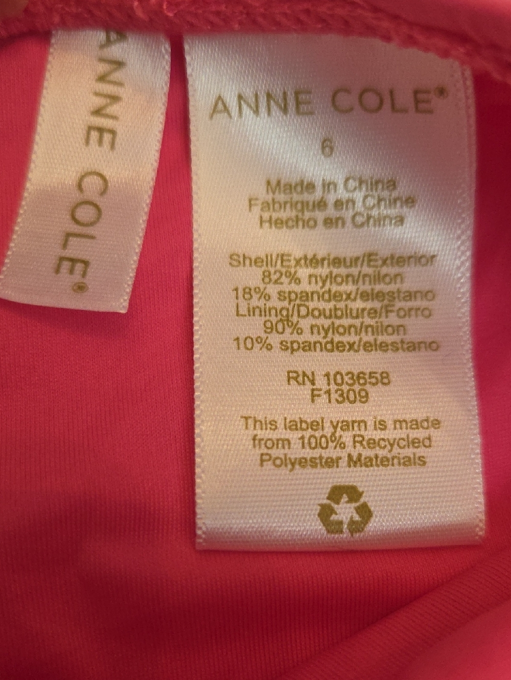 Anne Cole Pink Ruched Bandeau One Piece Swimsuit Twist Front Strapless Size 6 - Picture 5 of 6